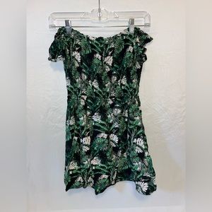 Salty Lemon Off the Shoulder Tropical Dress.